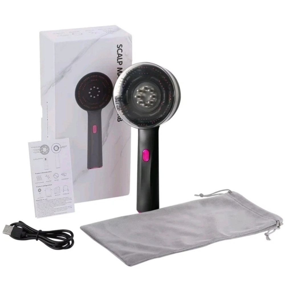 Black and Pink Scalp Massager With Red Light NEW